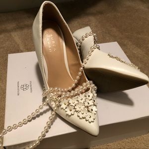 LC Lauren Conrad Petal White Stiletto High Heels